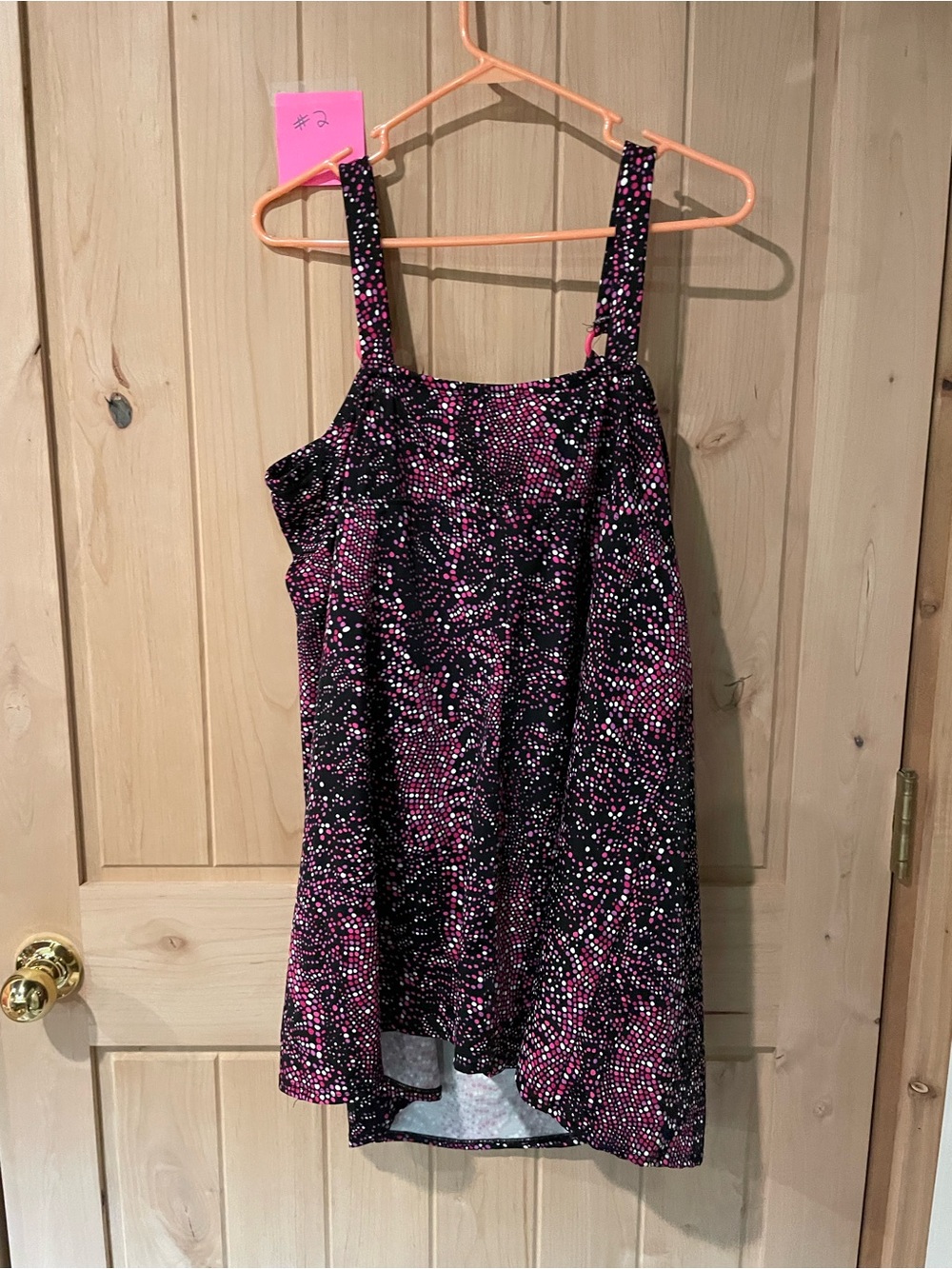 Always For Me Black and Pink Polka Dot Tankini Top - Picture 2 of 3